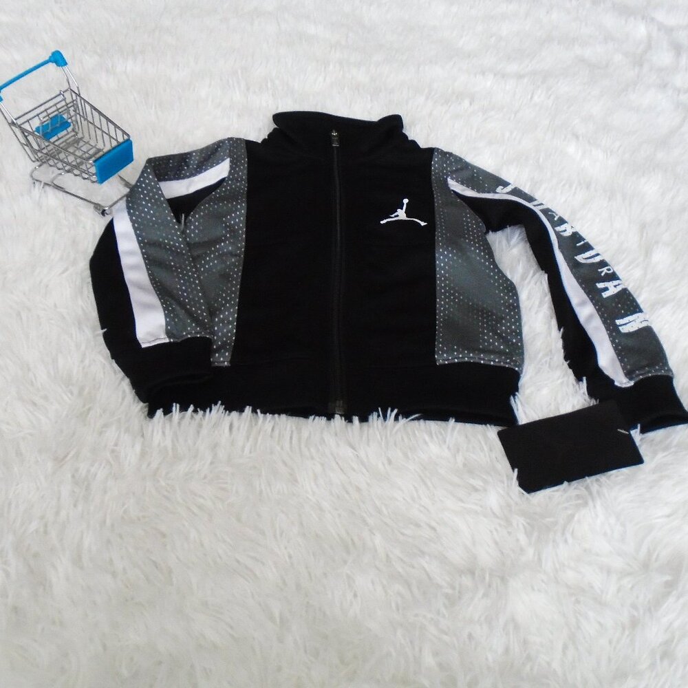 Jordan Black Colorblock Full Zip Track Jacket Black 2T Boys